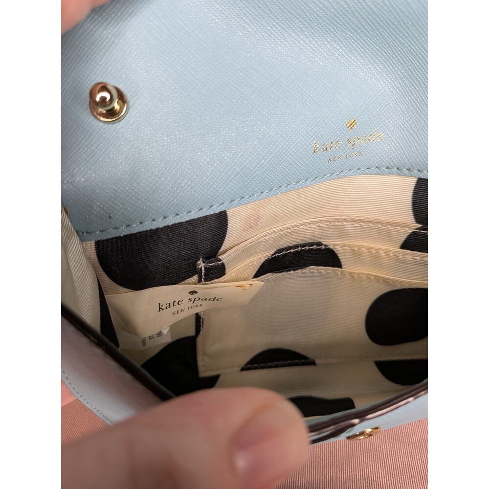 KATE SPADE MONDAY Leather Saffiano Envelope Small Clutch Wallet purse Light Blue - Picture 4 of 9